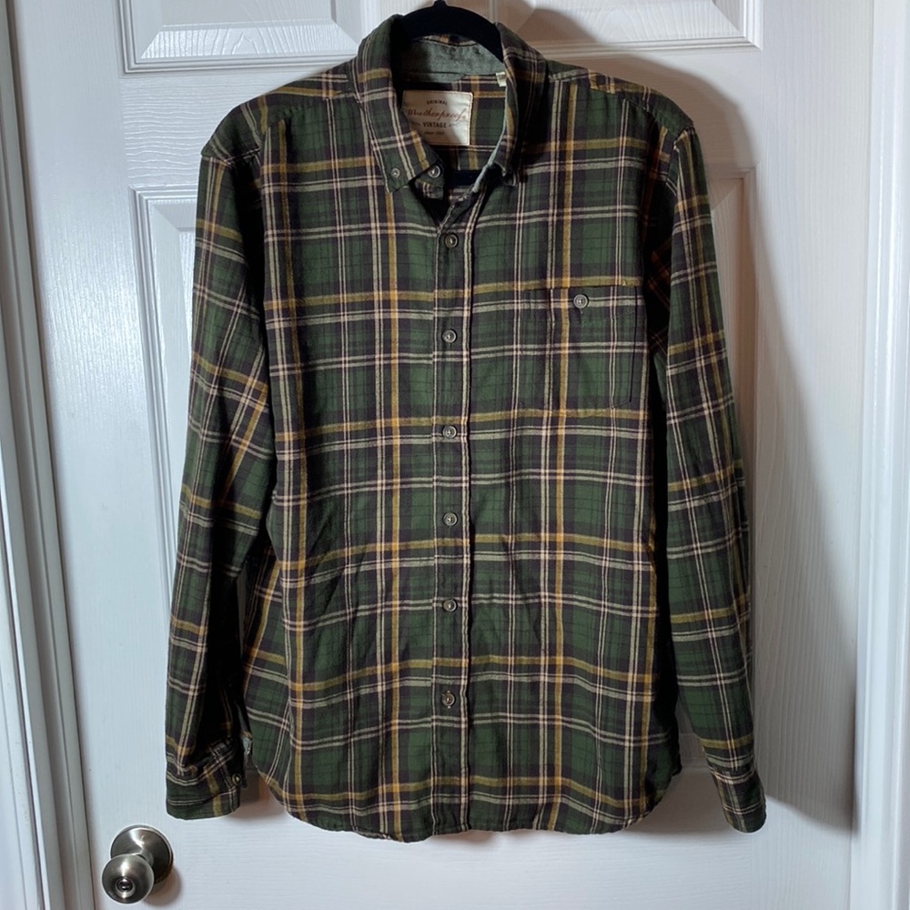 Weatherproof Vintage Men’s Plaid Button Down Shirt long Sleeve Size Medium